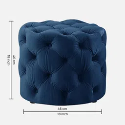 nestroots Tweaked Velvet Pouffe In Blue Colour image 2