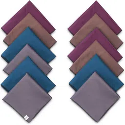 HOMESTIC 12 Pcs Soft Handkerchief for Women Cotton | 11x11 Inch | Solid Dark Plain ["Multicolor"] Handkerchief-image-26