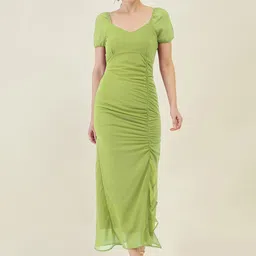aayu Women A-line Light Green Maxi/Full Length Dress-picture-34