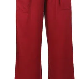 houseofcommon Women Regular Fit Maroon Viscose Rayon Trousers image 1