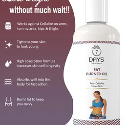 7daysnatural 7 DAYS Feel Of Nature Set Of 3 Anti-Cellulite Tones Skin Fat Loss Oil - 100ml Each image 2