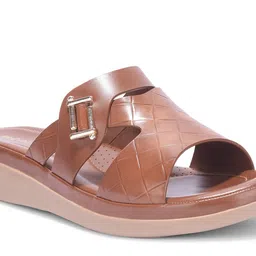 Liberty Textured Buckle Detail Open Toe Flats image 2