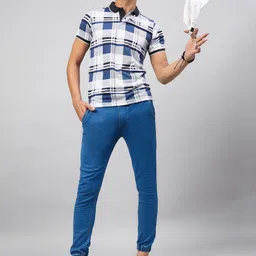 Austin wood Checked Polo Collar Short Sleeves Cotton Regular T-shirt image 4