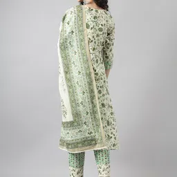 Neemiya Floral Printed Sequinned Pure Cotton Kurta With Trousers & Dupatta image 4
