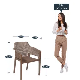 nilkamal Captain Plastic Chair in Brown Finish, Set of 2 image 3