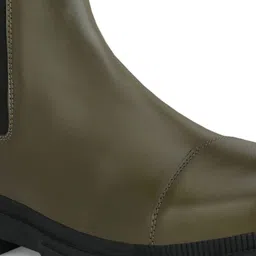 Delize Men Olive Green Solid Block Heels Chelsea Boots image 2
