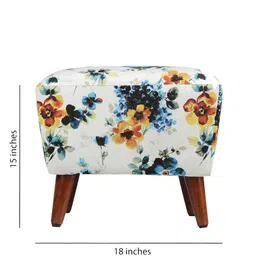 GLOBALLY INDIAN White Printed Wooden & Velvet Rectangular Puff Ottoman image 5