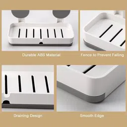 baradi Wall Mount Magic Sticker Self Adhesive Soap Stand Plastic Wall Shelf image 3