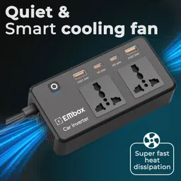 embox 200W Car Power Inverter - 2 AC , 2 USB (6.2A Max) & 2 C-Type (1 * 27WPD) - Black Car Inverter image 4