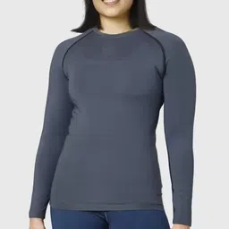 ninq Women Solid Round Neck Polyester Grey T-Shirt-picture-11