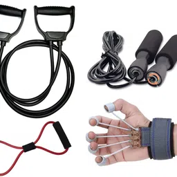fitnesstricks Combo of Double Toning Tube, Skipping Rope, Resistance Tube and Finger Exerciser Fitness Accessory Kit Kit-picture-18