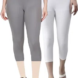 rocksy 3/4th Capri leggings Women White, Grey Capri-picture-19