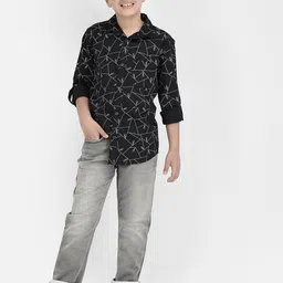 Crimsoune Club Boys Standard Slim Fit Abstract Printed Pure Cotton Casual Shirt image 3