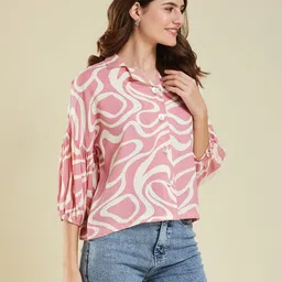 j turritopsis Women Regular Fit Geometric Print Casual Shirt image 3