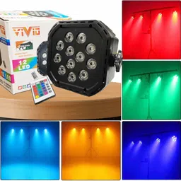 Multicolor Par Light 12 LED RGB with Remote Controller Light for Disco Diwali Shower Laser Light-image-57