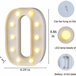 miradh 8" Battery Operated LED Marquee NUMBer Light Sign 0 Night Lamp image 2