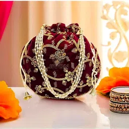 jivon Women Maroon Potli-picture-12