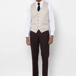 Allen Solly Men Maroon Solid Single-Breasted Slim-Fit 3-Piece Suit image 3