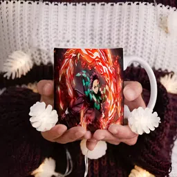 acrebees Anime Tanjiro Demon Slayer Coffee & Keychain|Gift for Boyfriend,Brother,Bhai Ceramic Coffee Mug image 3