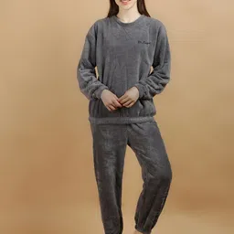 lugo Women Night Suit Set Grey Solid image 5