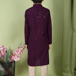 TABARD Boys Embroidered Regular Sequinned Pure Cotton Kurta with Trousers image 2