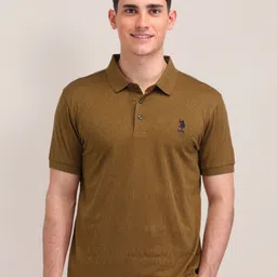 U.S. Polo Assn. Men Self Design Polo Collar Cotton T-shirt image 3
