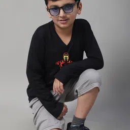 Friskers Boys Graphic Printed V-Neck Long Sleeve Cotton Slim Fit T-shirt image 5