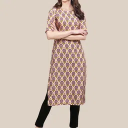 7Threads Women Pack Of 6 Printed Crepe Straight Kurta image 2