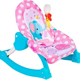baby moo 3 Adjustable Level Backrest Musical Baby Rocking Chair Pink Polka Dot Rocker image 3
