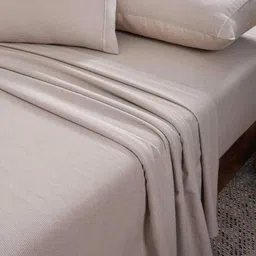 maspar Beige Solid 300 TC Cotton King Size Bed Sheet with 2 Pillow Covers 24 Collection image 1