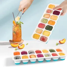 jiyancreation Stackable Ice Cube Trays with Lid – 14 Grid Silicone Ice Mold Multicolor Silicone Ice Cube Tray image 2