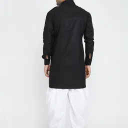ROYAL KURTA Men Black Pleated Pure Cotton Kurti with Patiala image 2