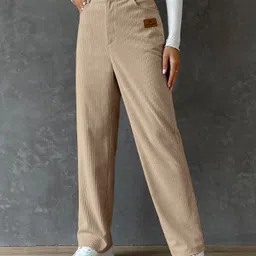 rajovati Women Loose Fit Cream Lycra Blend Trousers image 2