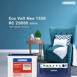 luminous Eco Volt + 1550 with RC 25000 200Ah Tubular Inverter Battery image 2