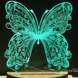 robin BUTTERFLY Acrylic USB 3D Illusion RGB 7 Colour Changing LED Wooden Table Lamp-picture-23