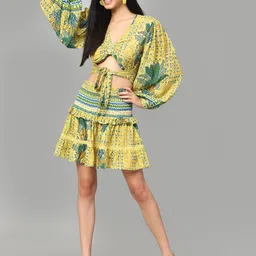 Amagyaa Printed Pure Cotton Crop Top With Skirt image 3