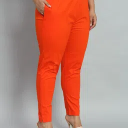 city fashion Women Regular Fit Orange Cotton Blend Trousers-picture-21