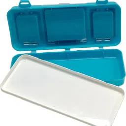 gift collection Hy Pocket Compass Box - Blue Multi Pocket Art Plastic Pencil Box image 3