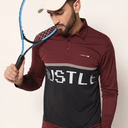 PERFKT-U Typography Printed Polo Collar Antimicrobial Sports T-shirt image 3