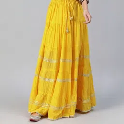 mrfabricse Women Solid Wrap Around Yellow Skirt image 1