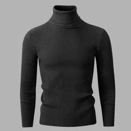 greeks and turks Men Solid High Neck Black Sweater-picture-40