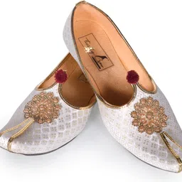 thirsty crow Wedding Silver Maroon Petchwork Sherwani Juti , Mojaris Mojaris For Men image 1