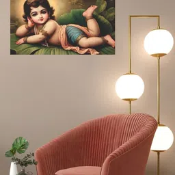 digitalmantra Bal Krishna Posters For Room, Living Room Decoration, Posters For Bedroom, Mandir Room Wall Décor, Multicolor 12 x 18 Inch Paper Print image 3