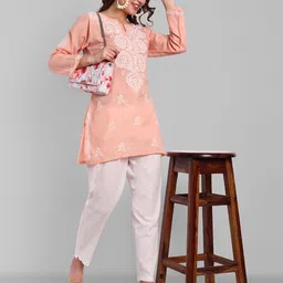 ADA Ethnic Motifs Chikankari Embroidered Thread Work Pure Cotton Thread Work Kurti image 3