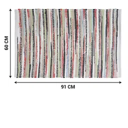 Oxolloxo White & Black Striped Woven Design Rectangle Floor Mats & Dhurries image 3