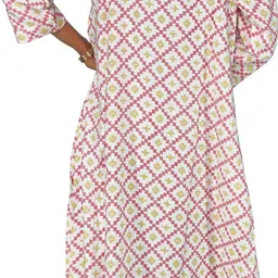 dressume Women Geometric Print, Printed Pure Cotton Straight Kurta image 2