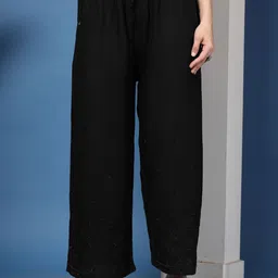 katline Women Straight Fit Black Viscose Rayon Trousers-picture-10