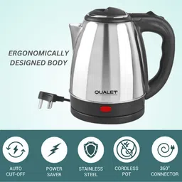 qualet by qualet Super Combo Super Efficient Glitter Electric Kettle (2 L, Silver) & 750 W Dry Iron image 2