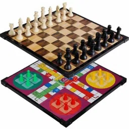 2 in 1 Wooden Finish Ludo and Chess Board Game Set for Kids and Adults 2.5 cm Chess Board-image-70