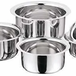 nirvika Pack of 5 Stainless Steel tope set of 5 piece cookware set serving bowl patila biryani handi Dinner Set image 2